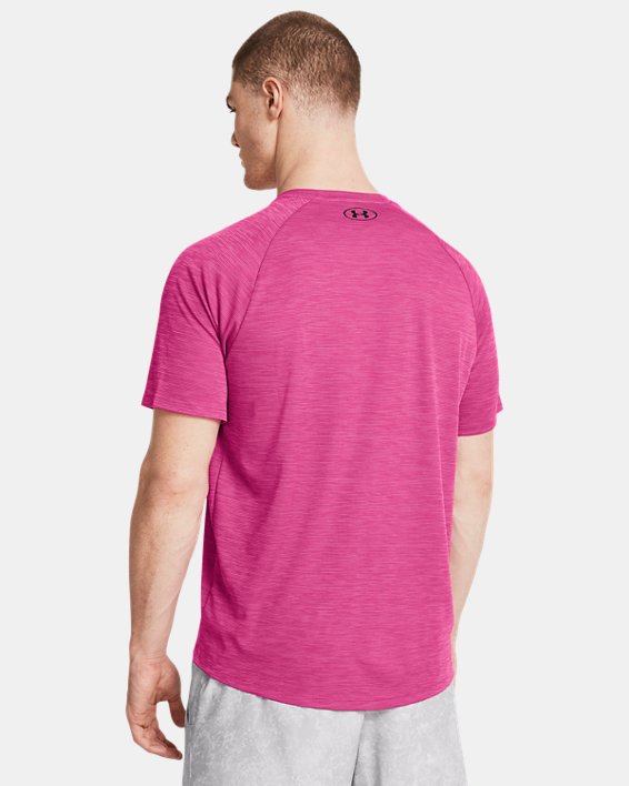 男士UA Tech™ Textured短袖T恤 in Pink image number 1